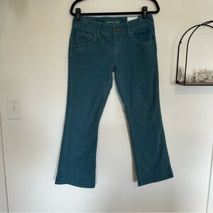 NWT Vintage Y2K American Eagle Teal Stretch Skinny Flare Corduroy Pants Size 6